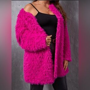 SHEIN Fuchsia Faux Fur Jacket